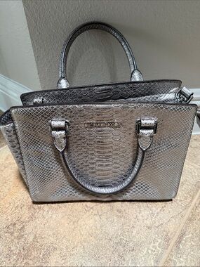 Michael Kors Metallic Silver Embossed Satchel